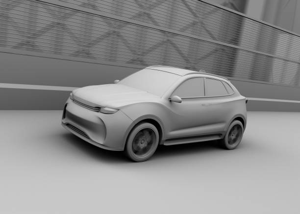 istock Clay model rendering of autonomous electric SUV driving on the highway 936882724