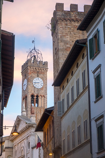 Poggibonsi, Siena, Tuscany, Italy: the historic town at evening