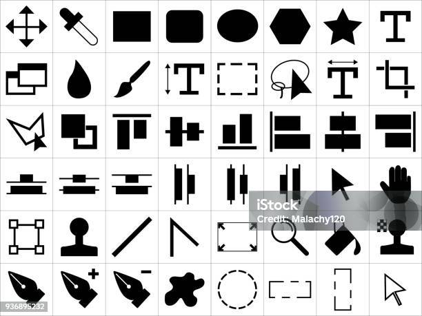 Icon Set Of Design Tools Stock Illustration - Download Image Now - Graphics Editing Software, Icon Symbol, Paint