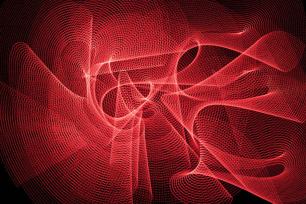 istock Red color abstract light painting. LED lights on black background 936902924
