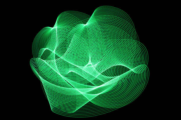 istock Green color abstract light painting. LED lights on black background 936903066