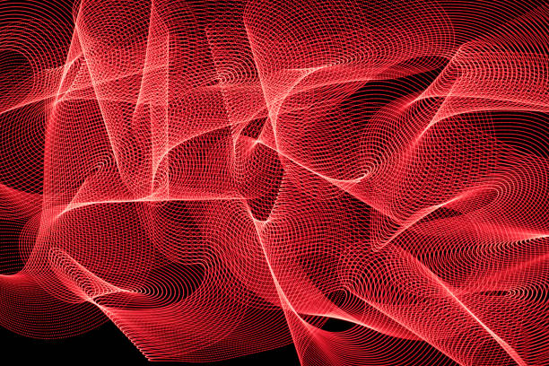 istock Red color abstract light painting. LED lights on black background 936903076