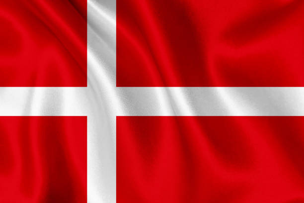 flag of denmark waving background - danish flag imagens e fotografias de stock