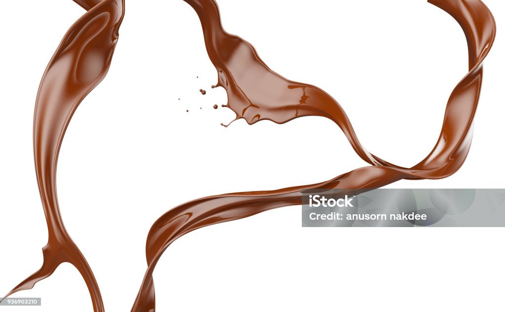 splash of coffee or chocolate isolated on white splash of coffee or chocolate isolated on white background, 3d illustration. Chocolate Stock Photo