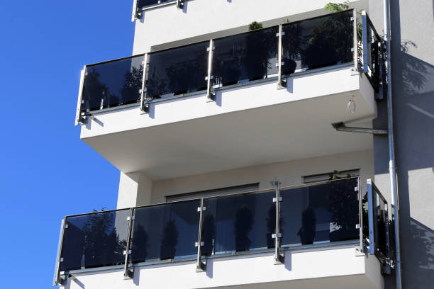 istock Balcony railing with glass and stainless steel 936908828