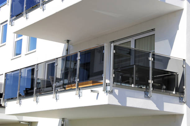 istock Balcony railing with glass and stainless steel 936908886