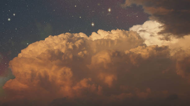 Abstract Night sky with cloud and star stock photo