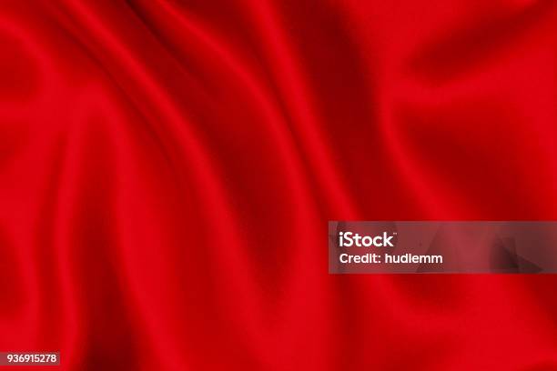 Red Satin Background Textured Stock Photo - Download Image Now - Red, Textile, Satin