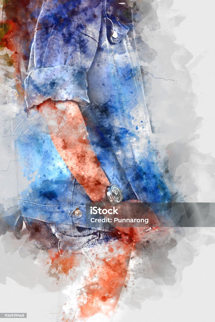 Beautiful Woman Body Watercolor Painting Background Stock Photo - Download  Image Now - iStock