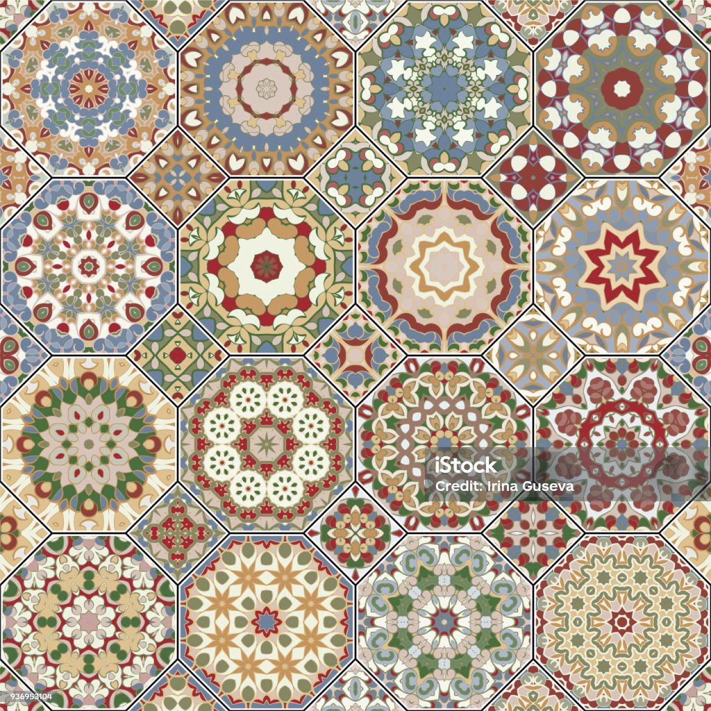 Octagonal Motif Set Of Octagonal And Square Patterns Stock Illustration - Download ...