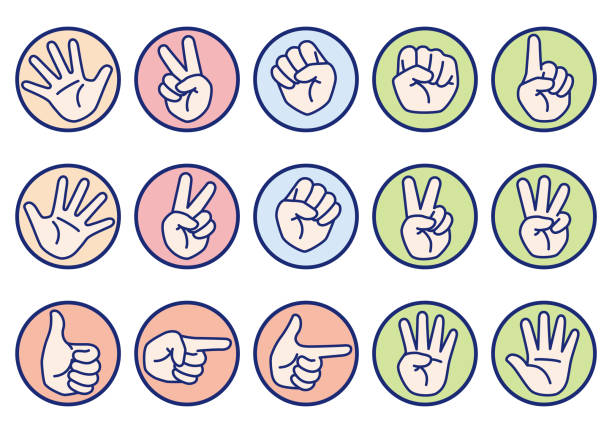 hand-gesten und zeichen-icon-sammlung - thumb stones stock-grafiken, -clipart, -cartoons und -symbole