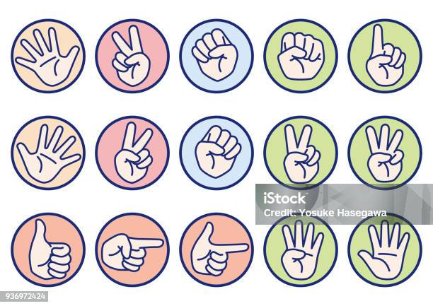 Hand Gesture And Sign Icon Collection Stock Illustration - Download Image Now - Hand, Rock Paper Scissors, Scissors