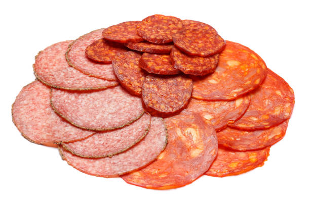 istock Italian Salami or spanish chorizo on white background 936995296