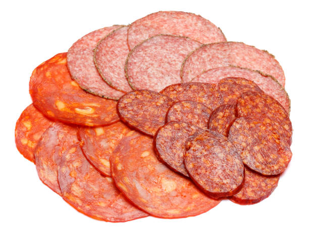 istock Italian Salami or spanish chorizo on white background 936995348