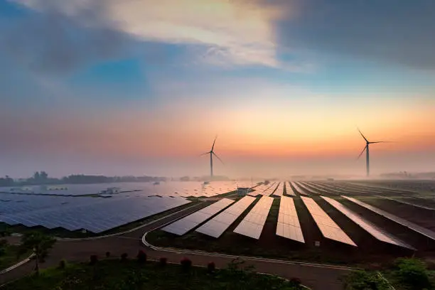 Photo of Before sunrise solar power plants