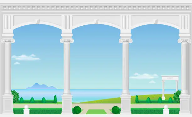 Vector illustration of White arch of the palace