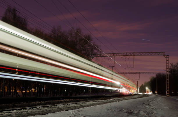 istock The train at high speed. The stars in the sky 937002892