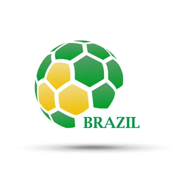 Vector illustration of abstract soccer ball with Brazil flag colors