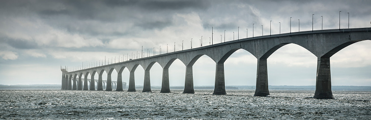 Confederation Bridge panorama connecting Price Edward Island to New Brunswick Canada