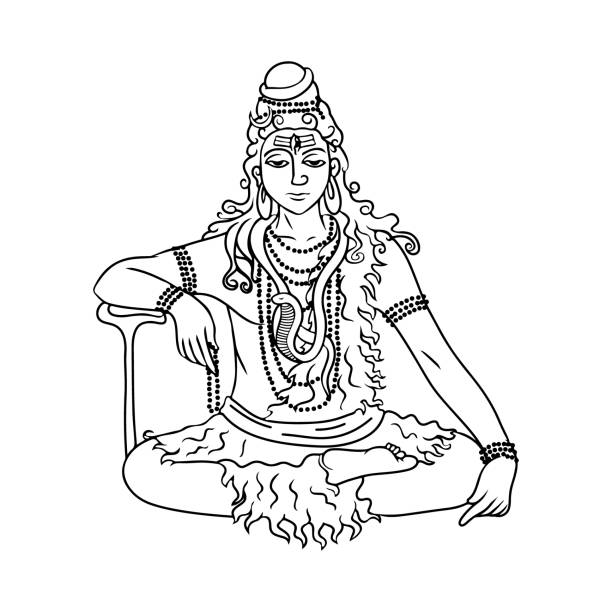 Cartoon Doodle Lord Shiva Sitting In Meditation Stock Illustration -  Download Image Now - Art, Asia, Backgrounds - iStock