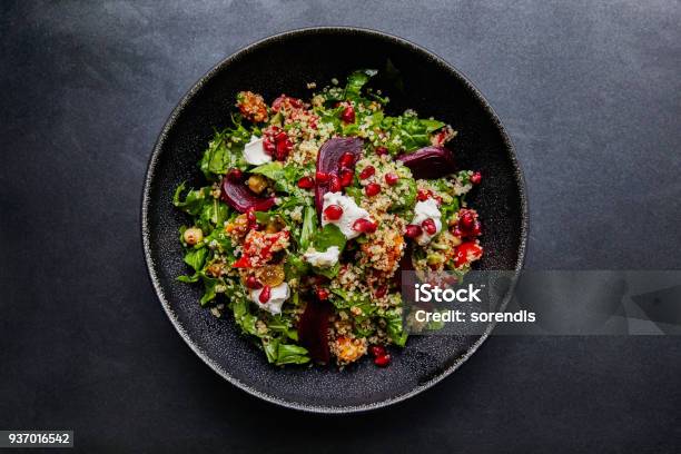 Quinoa Salad With Beet Root And Spinach Stock Photo - Download Image Now - Food, Plate, Salad