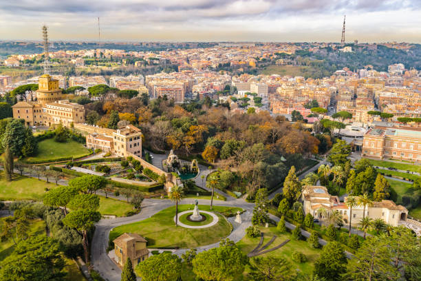 istock Vatican Gardens Aerial View at Saint Peter Basilica Viewpoint 937042050