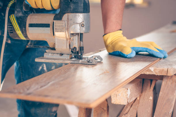 istock Building electrotool for professional work on installation of floor coverings, electric jigsaw 937042332