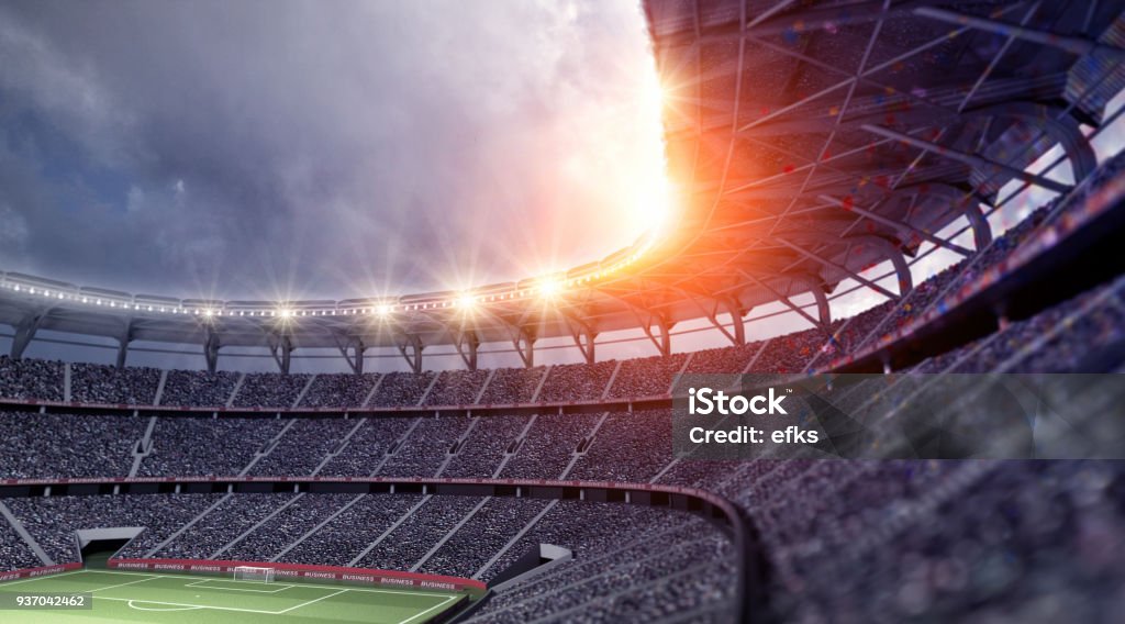 The stadium The imaginary football stadium is modelled and rendered. Stadium Stock Photo