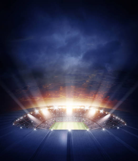 The stadium The imaginary stadium is modelled and rendered. scoring a goal stock pictures, royalty-free photos & images