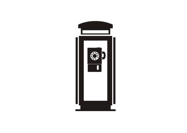 prosta ikona budki telefonicznej - pay phone telephone booth telephone isolated stock illustrations