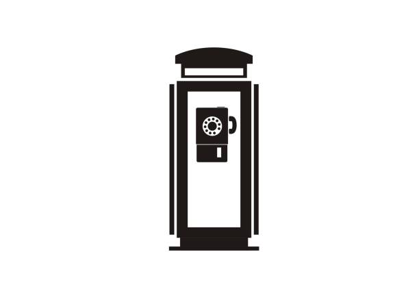 телефонная будка простая икона - telephone booth telephone pay phone telecommunications equipment stock illustrations