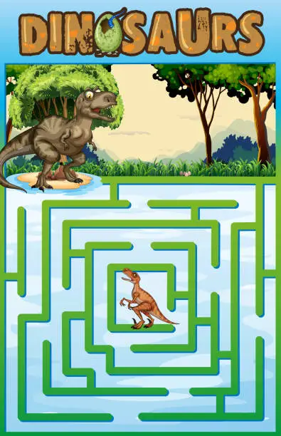 Vector illustration of Puzzle template with dinosaur theme