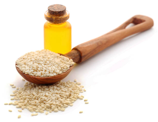 istock Peeled sesame seeds with oil 937053624