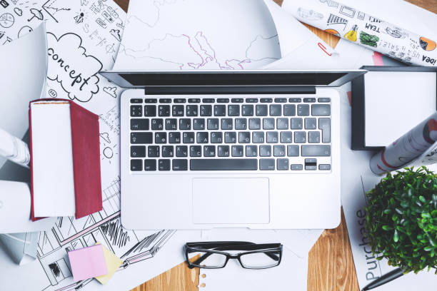 istock Laptop keypad on office desk 937060592