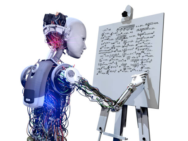 genius cyborg i przyszłość sztucznej inteligencji - writing machine zdjęcia i obrazy z banku zdjęć