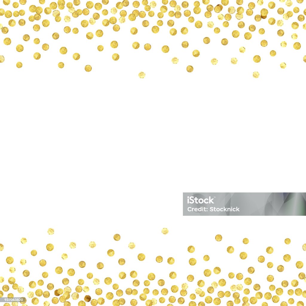 Gold dot seamless 2 Abstract pattern of random gold dots with empty center for text on white background.  Vector illustration. Gold - Metal stock vector