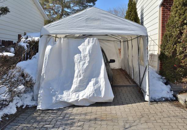 Lifestyle, a Winter Car Shelter. stock photo