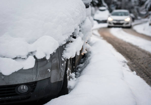 istock Driving on snow covered street in winter 937069006
