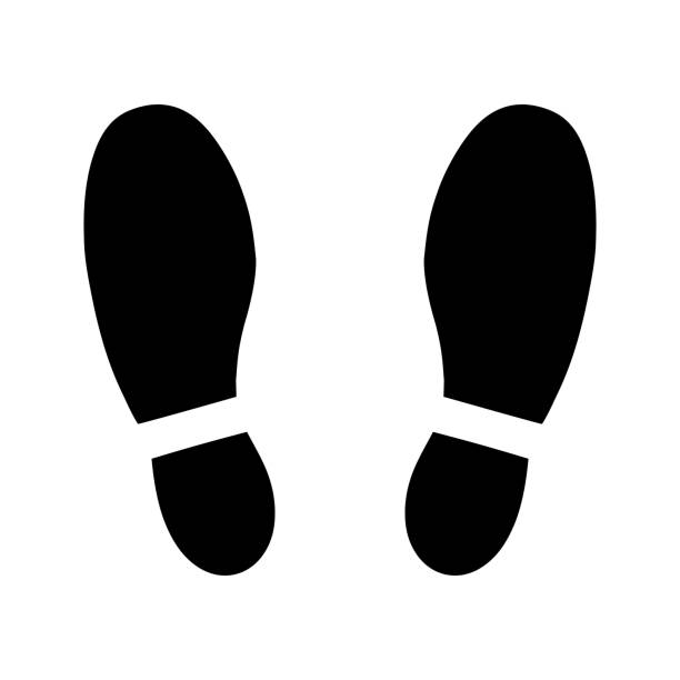 symbol butów footprint. - shoe print stock illustrations