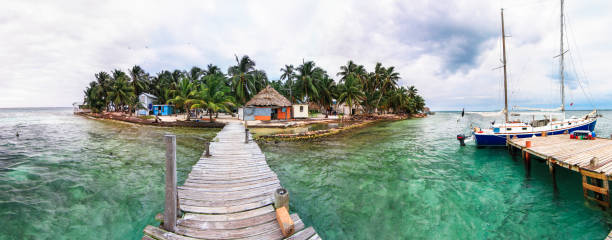 istock Looking at a Tiny Island in the Caribbean Sea From a Small Dock in Belize 937074092