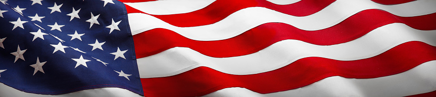 National flag of USA close-up