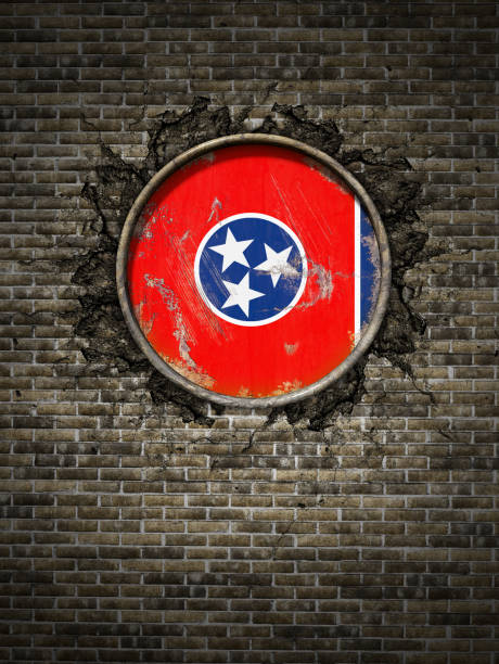 istock Old Tennessee flag in brick wall 937075050