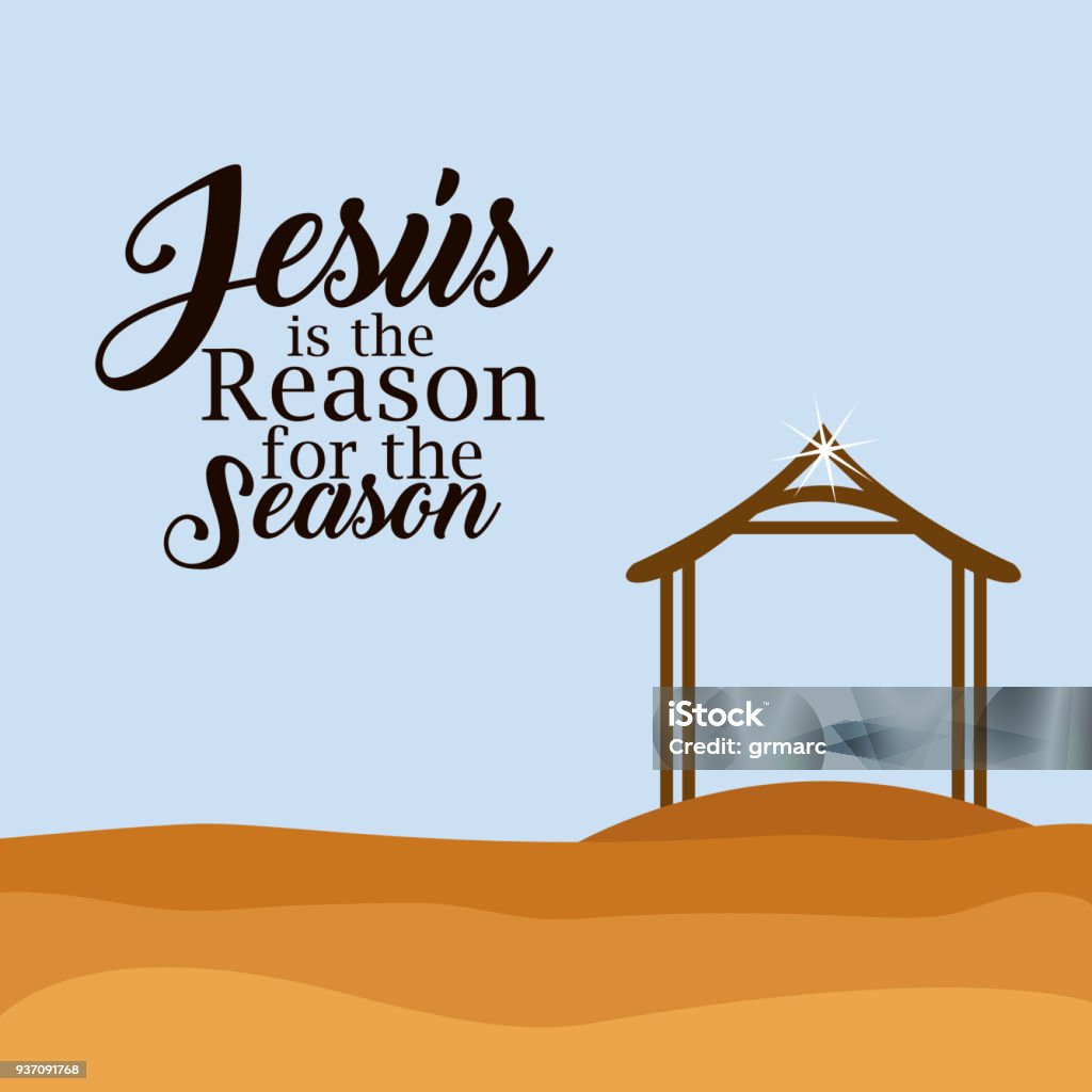 Jesus is the reason for the season design House icon. Holy family and merry christmas season theme. Colorful design. Vector illustration Advent stock vector