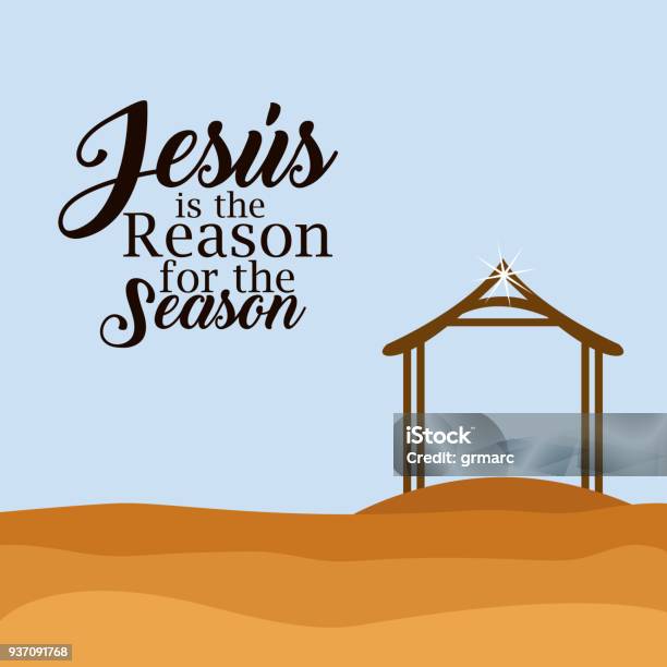 Jesus Is The Reason For The Season Design Stock Illustration - Download Image Now - Advent, Art, Celebration