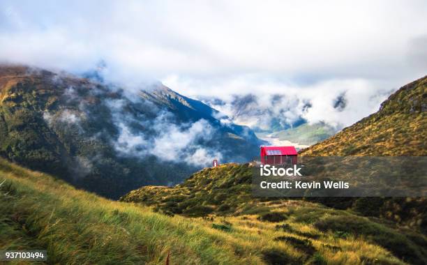 Backcountry Hut On The Edge Of A Cliff In New Zealand Stock Photo - Download Image Now