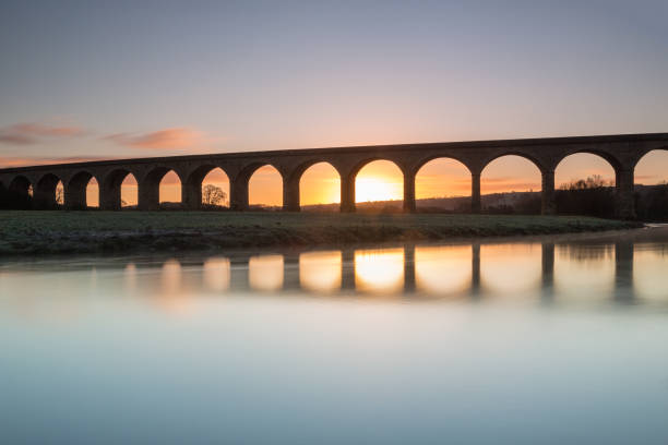 Arthington railway viaduct over the River Wharfe, North Yorkshire Near Arthington, between Leeds and Harrogate at sunrise wharfe river photos stock pictures, royalty-free photos & images