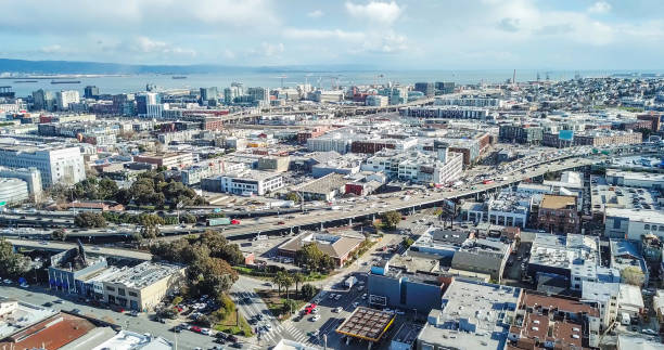 istock Aerial view of San Francisco skyline  alongside Freeway 937106710