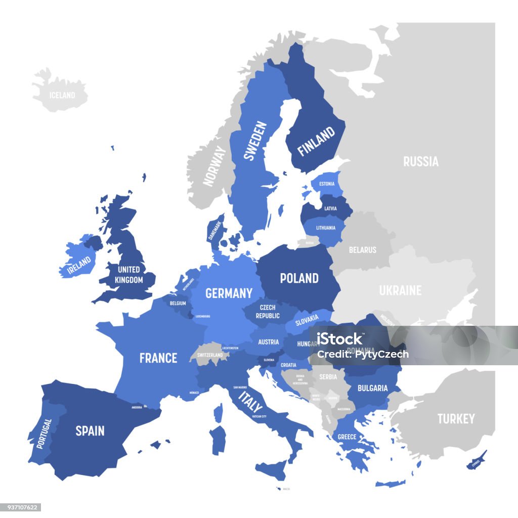 Mapa del vector de la UE, Unión Europea - arte vectorial de Mapa libre de derechos