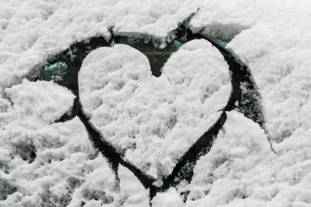 Love heart and snow