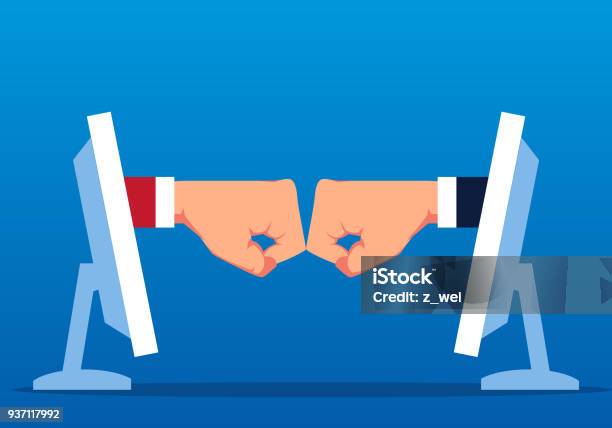 Internet Business War Stock Illustration - Download Image Now - Fighting, Internet, Arguing